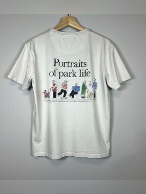 Denim & Flower Ricky Singh Park Life Graphic T-Shirt Off White Cream Mens Medium